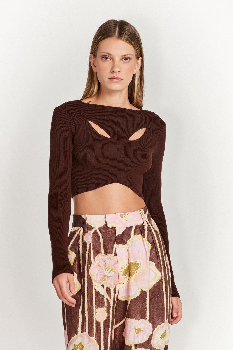 Cropped Tejido Marron TIG