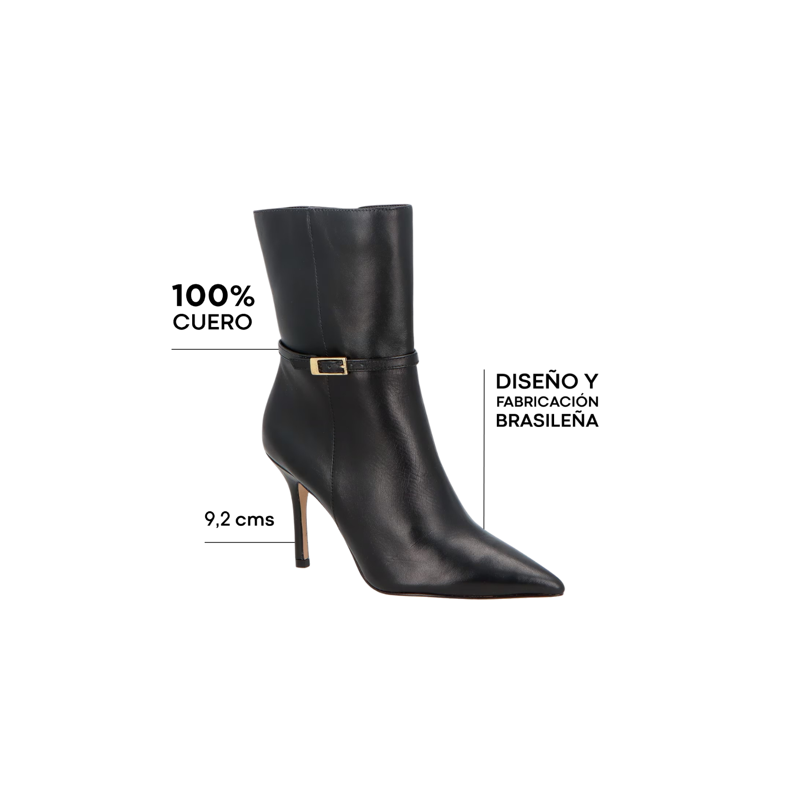 Bota Caña Media Cuero Negro LB - 206