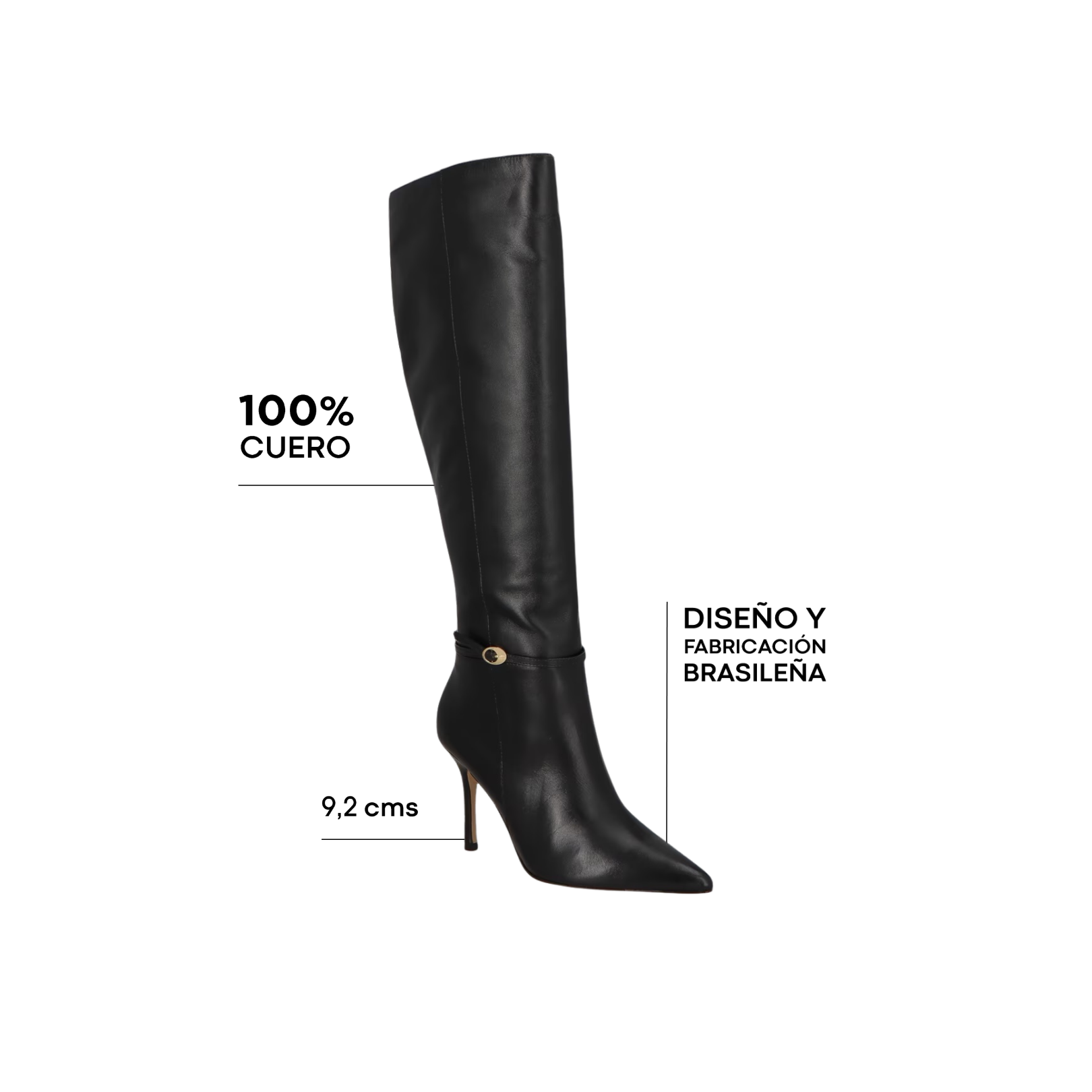 Bota Caña Alta Cuero Negro LB - 200