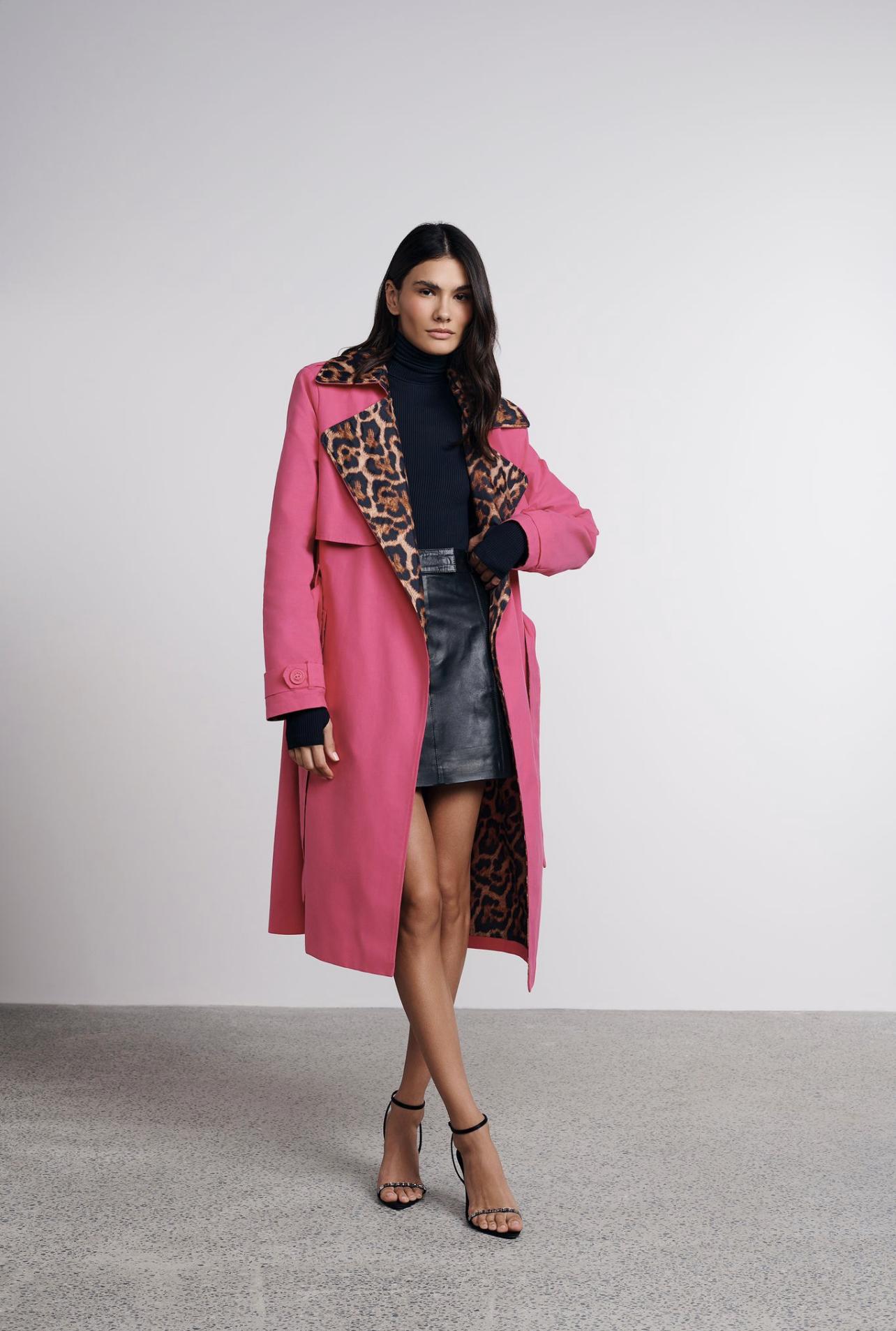 Trench Valentina Reversible Fucsia Print Leblog