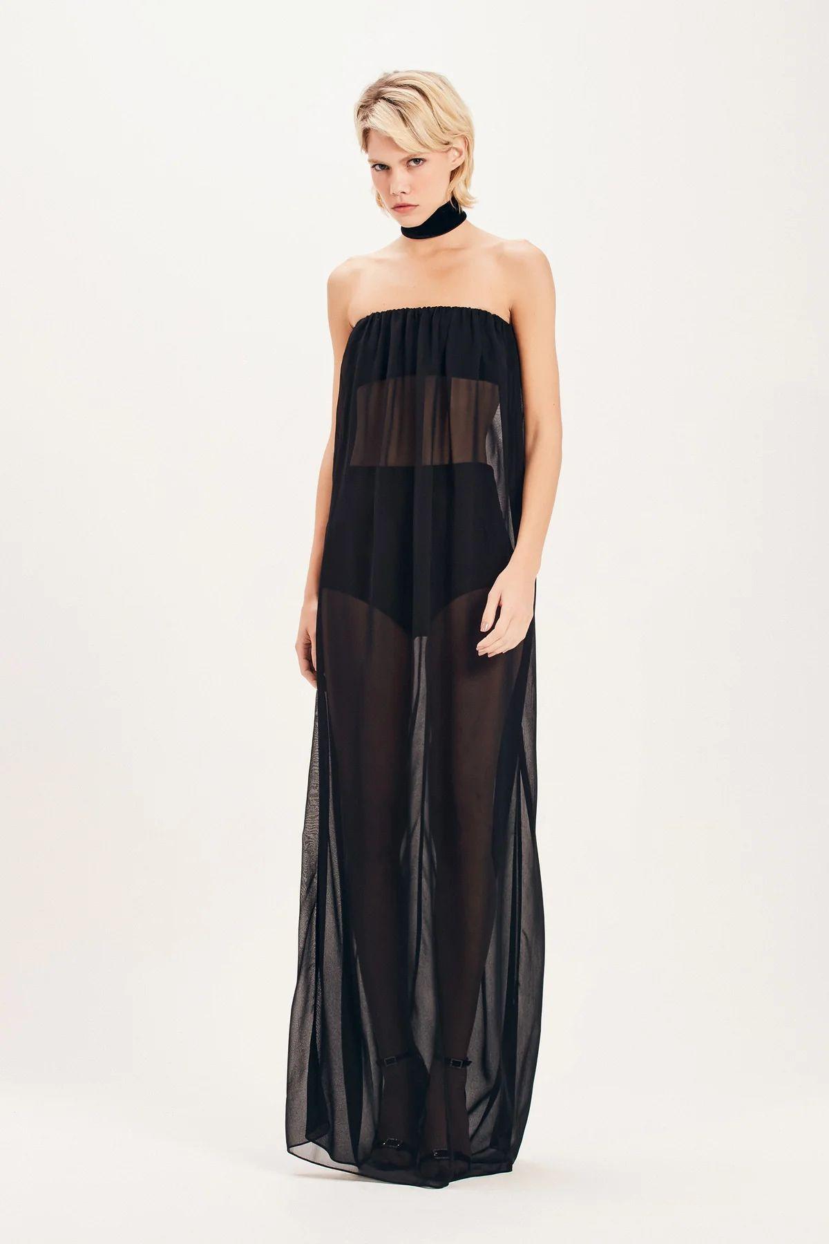 Vestido Negro Transparencia TIG