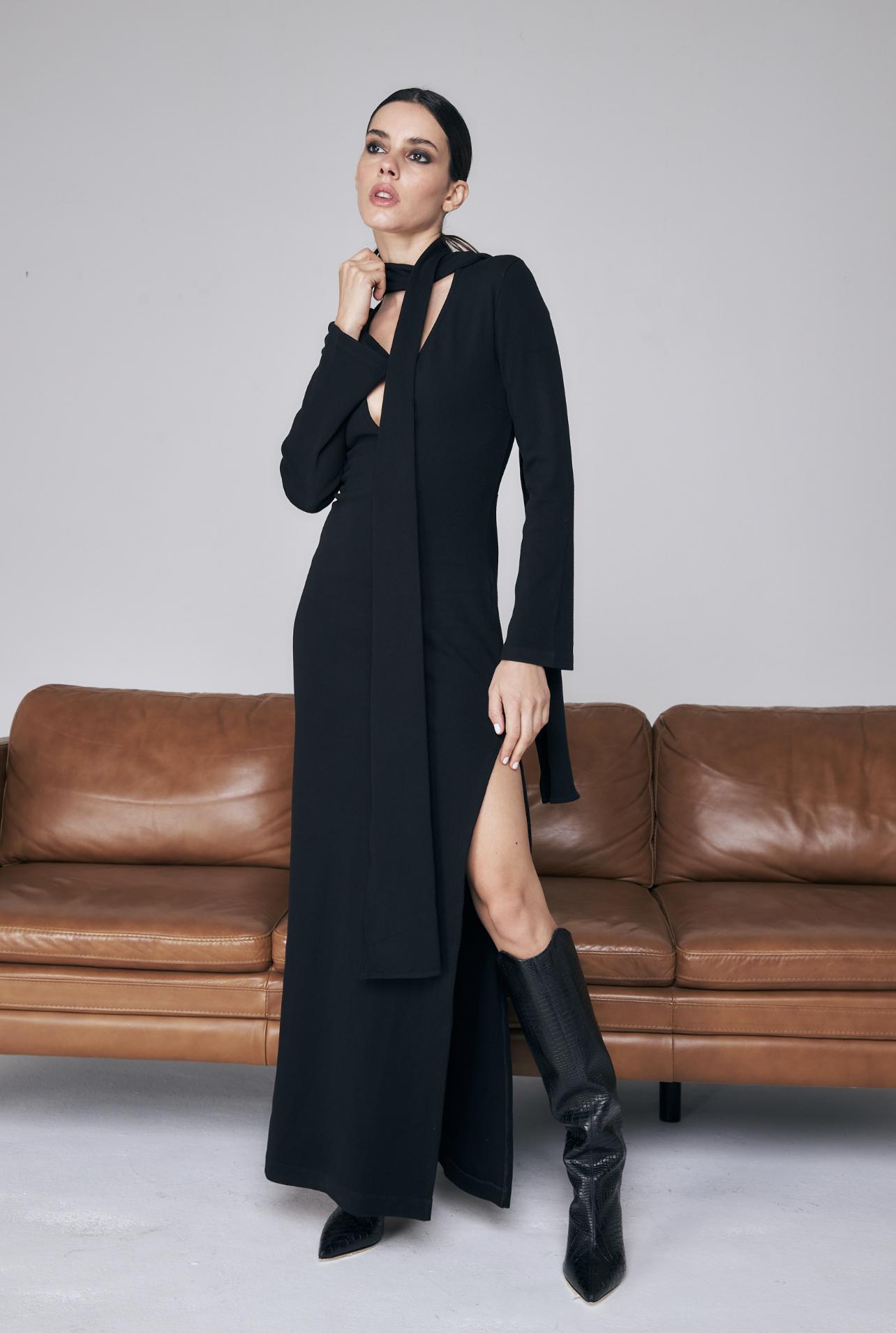 Vestido Largo Escote Negro ZEN - Ref 11189