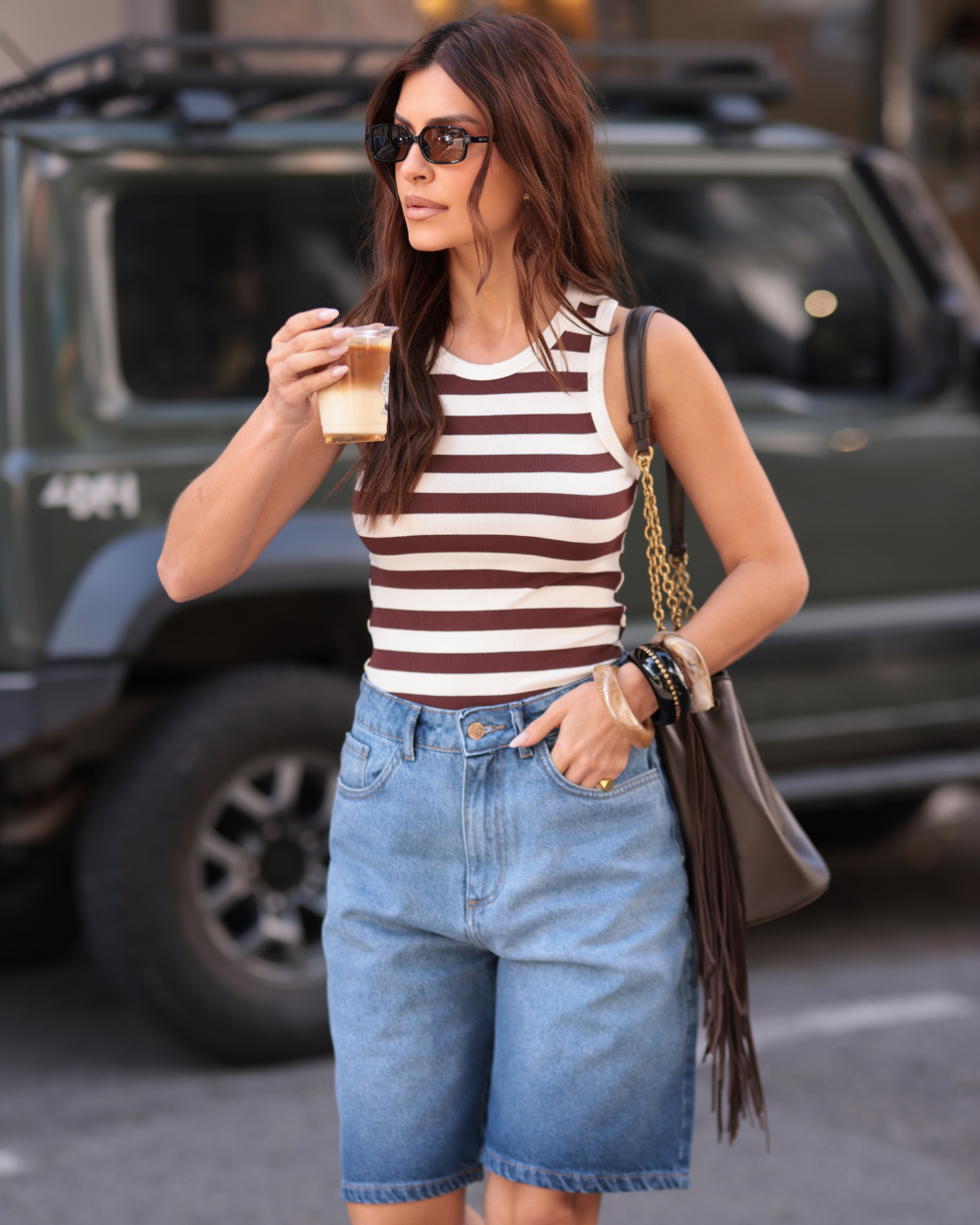 Polera Stripes Marron