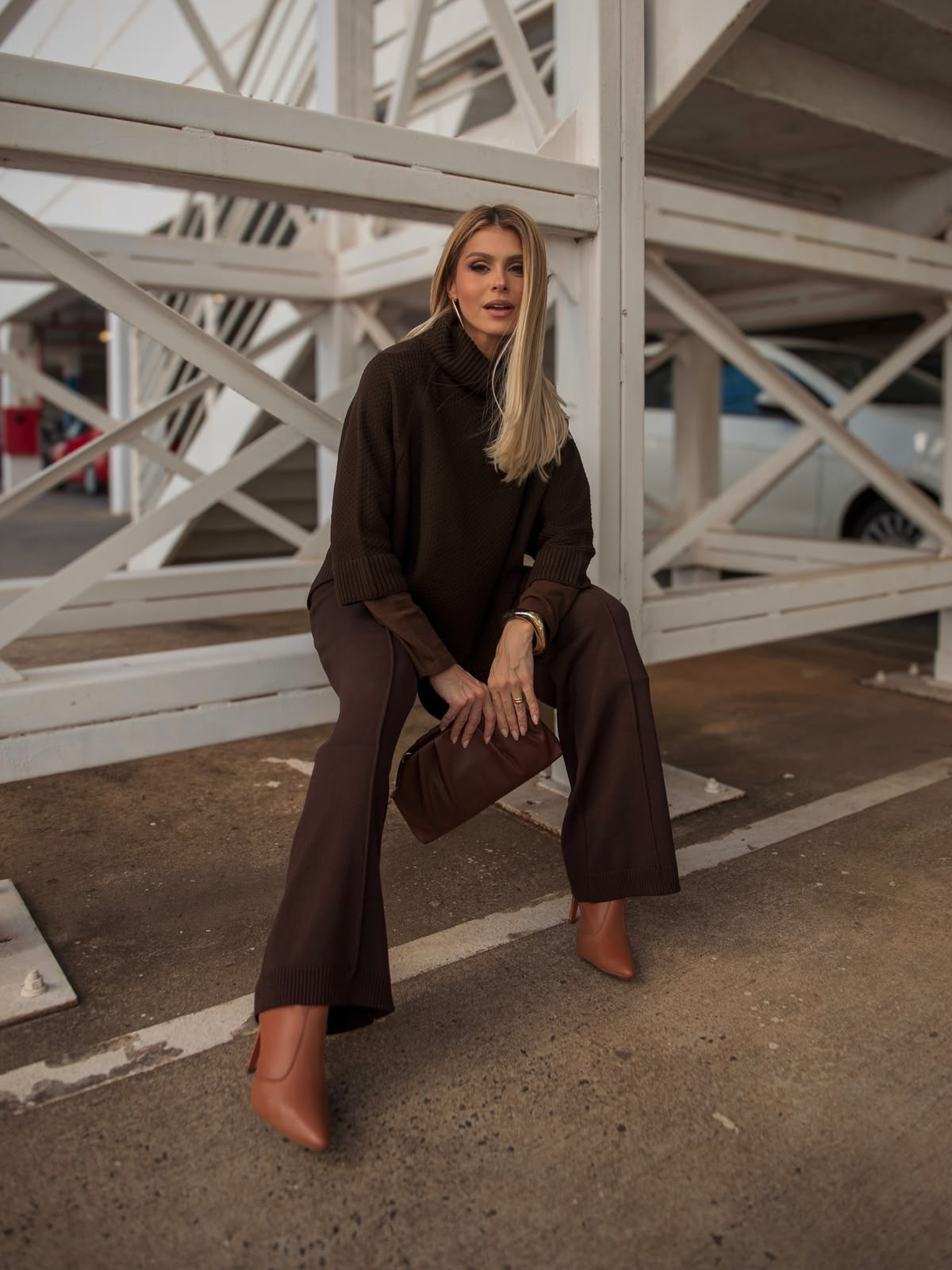 Poncho Gisele Tejido Marron Fofola