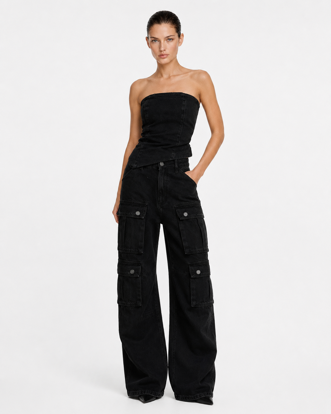 Top Barra Asimetrico Black