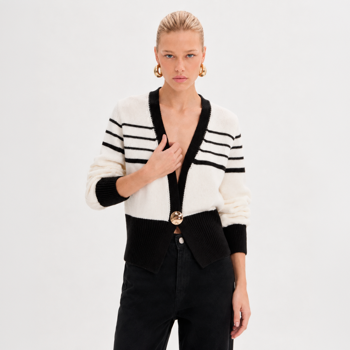 Chaleco Olivia Off y Negro Leblog