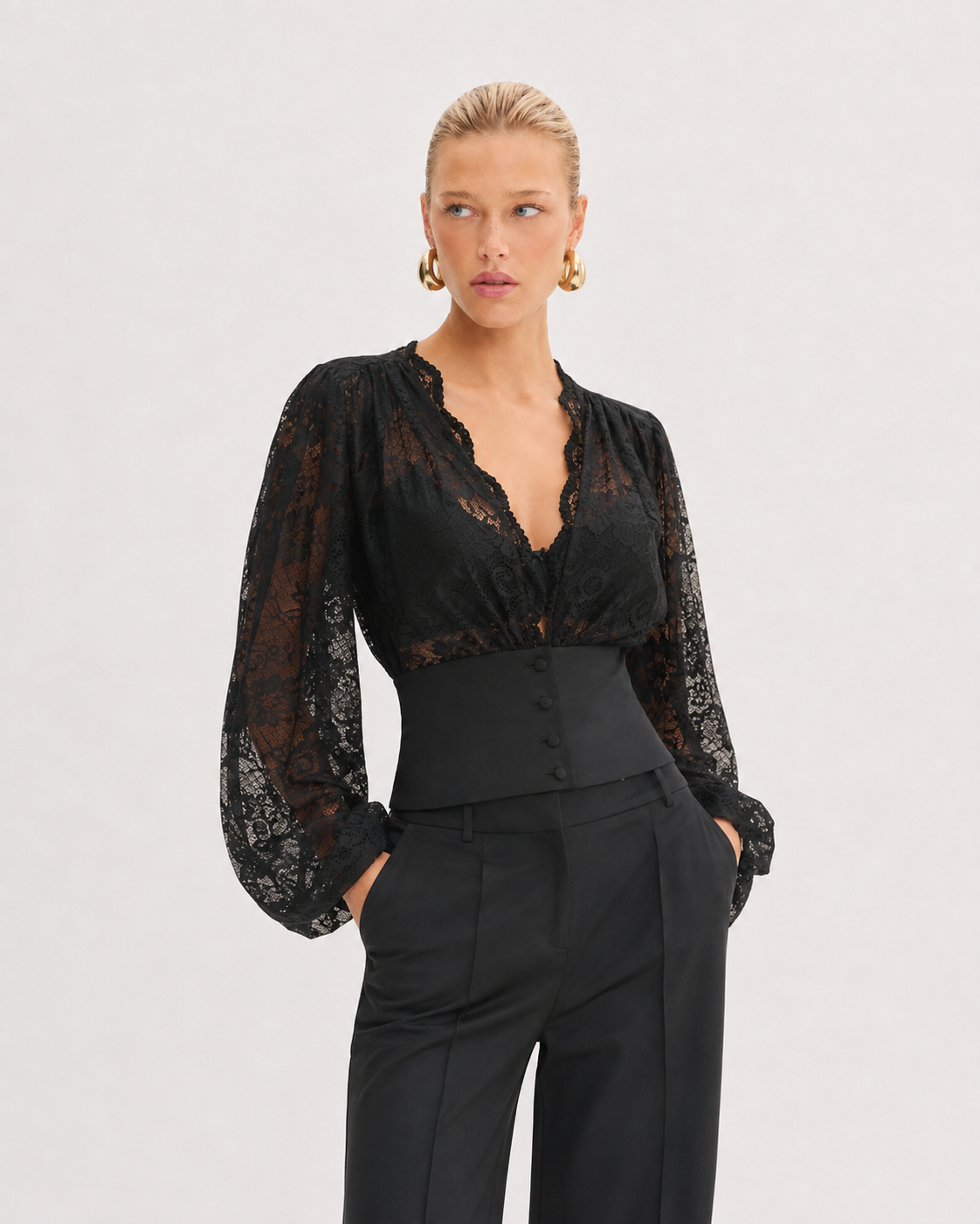 Blusa Encaje Negra Zen - 51360