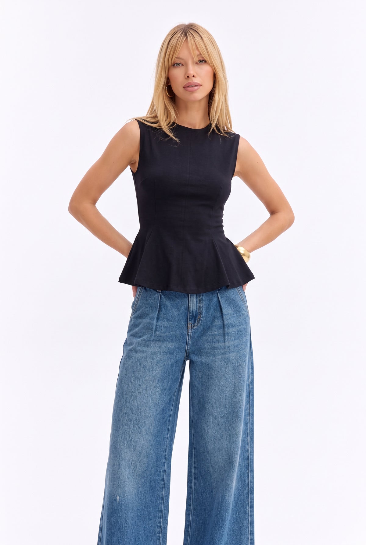 Tshirt Peplum Poliana Negra