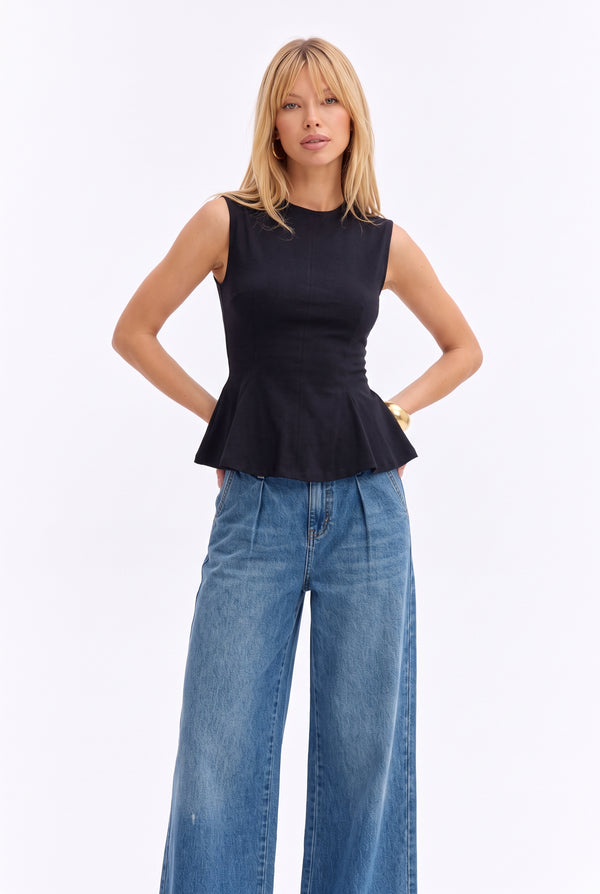 Tshirt Peplum Poliana Negra