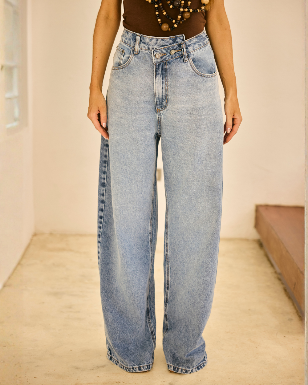 Jeans Wide Leg Twist Claro