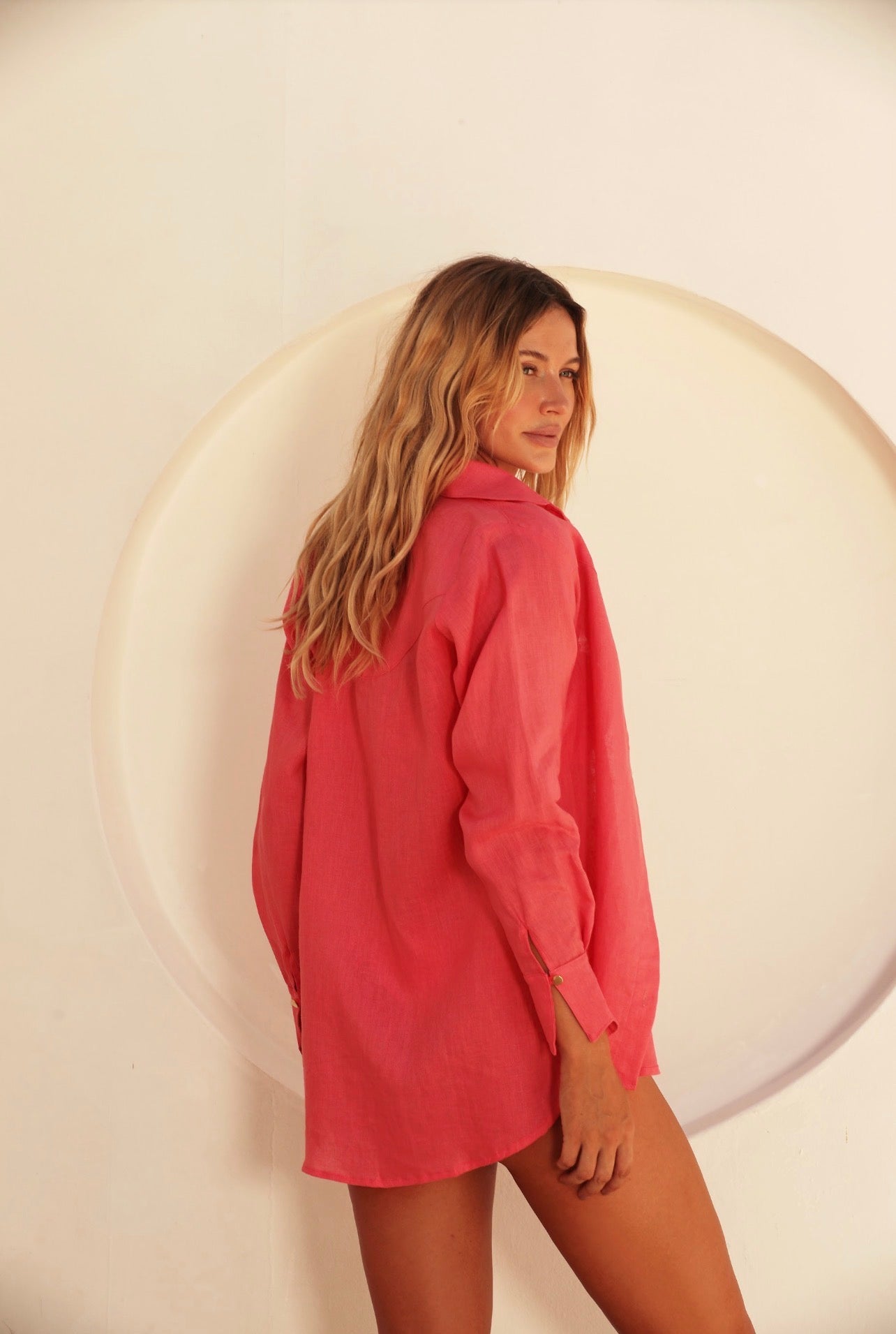 Camisa Lino Veran Coral