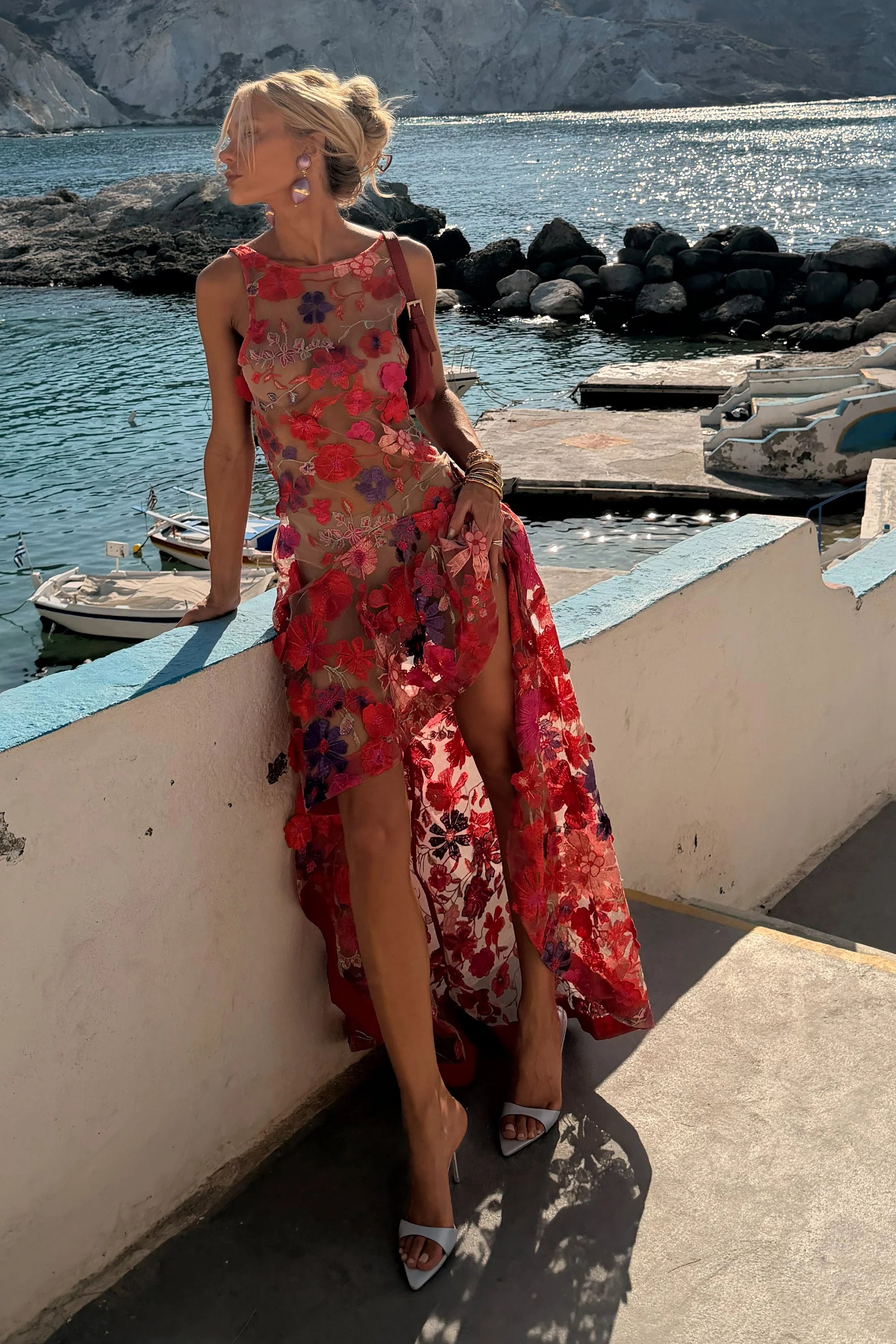 Vestido Bordado Rojo Zen - 11775