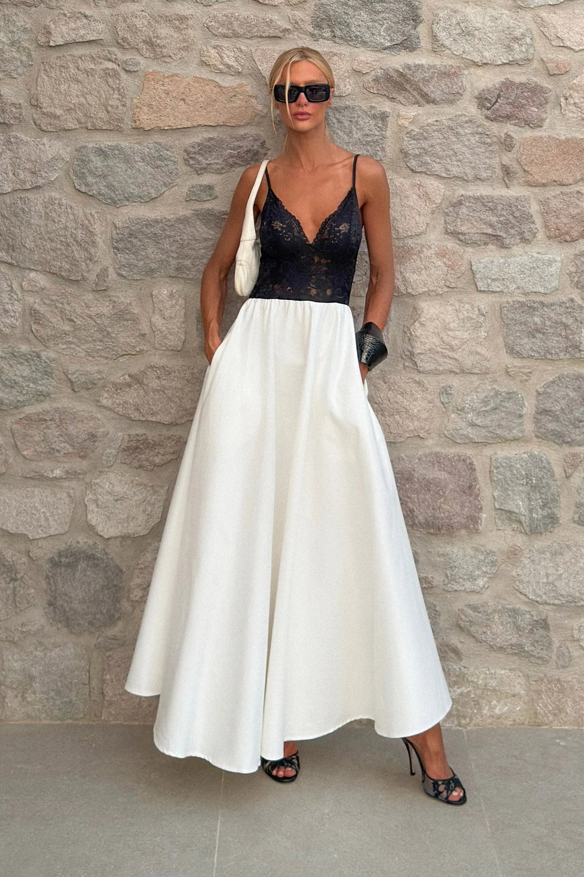 Vestido Negro y Blanco Zen - 11768