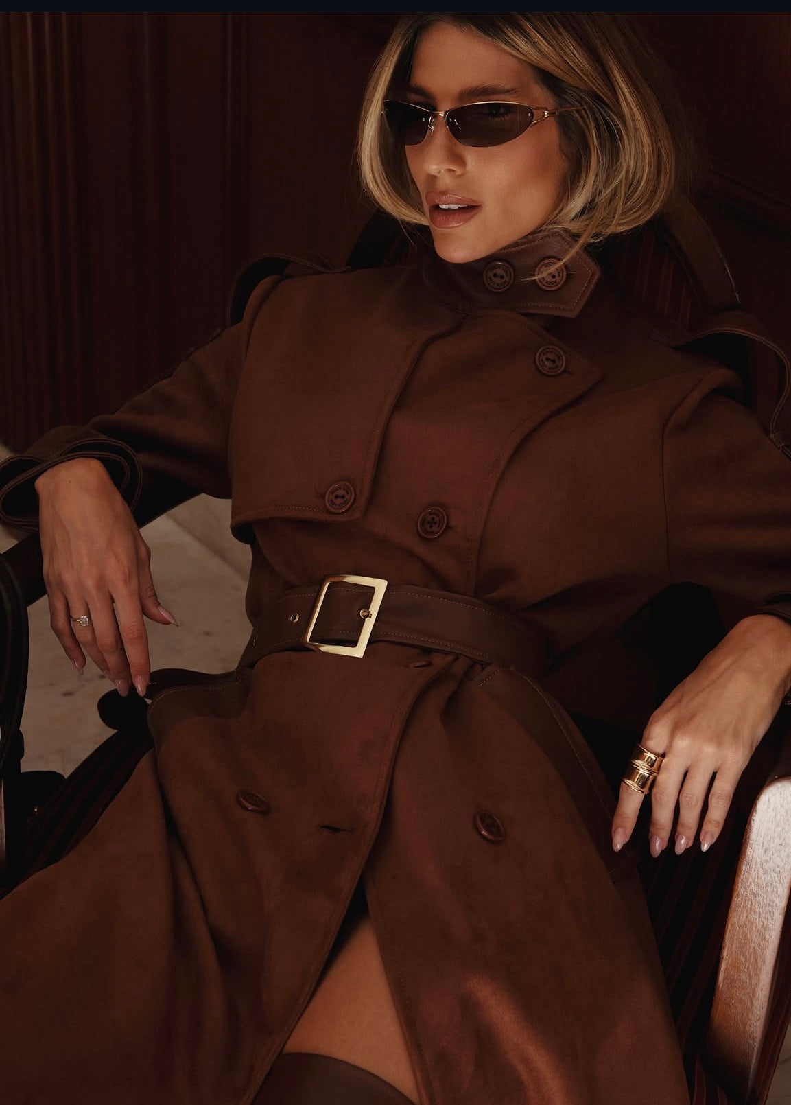 Trench Coat Suede Marron Rock Lola