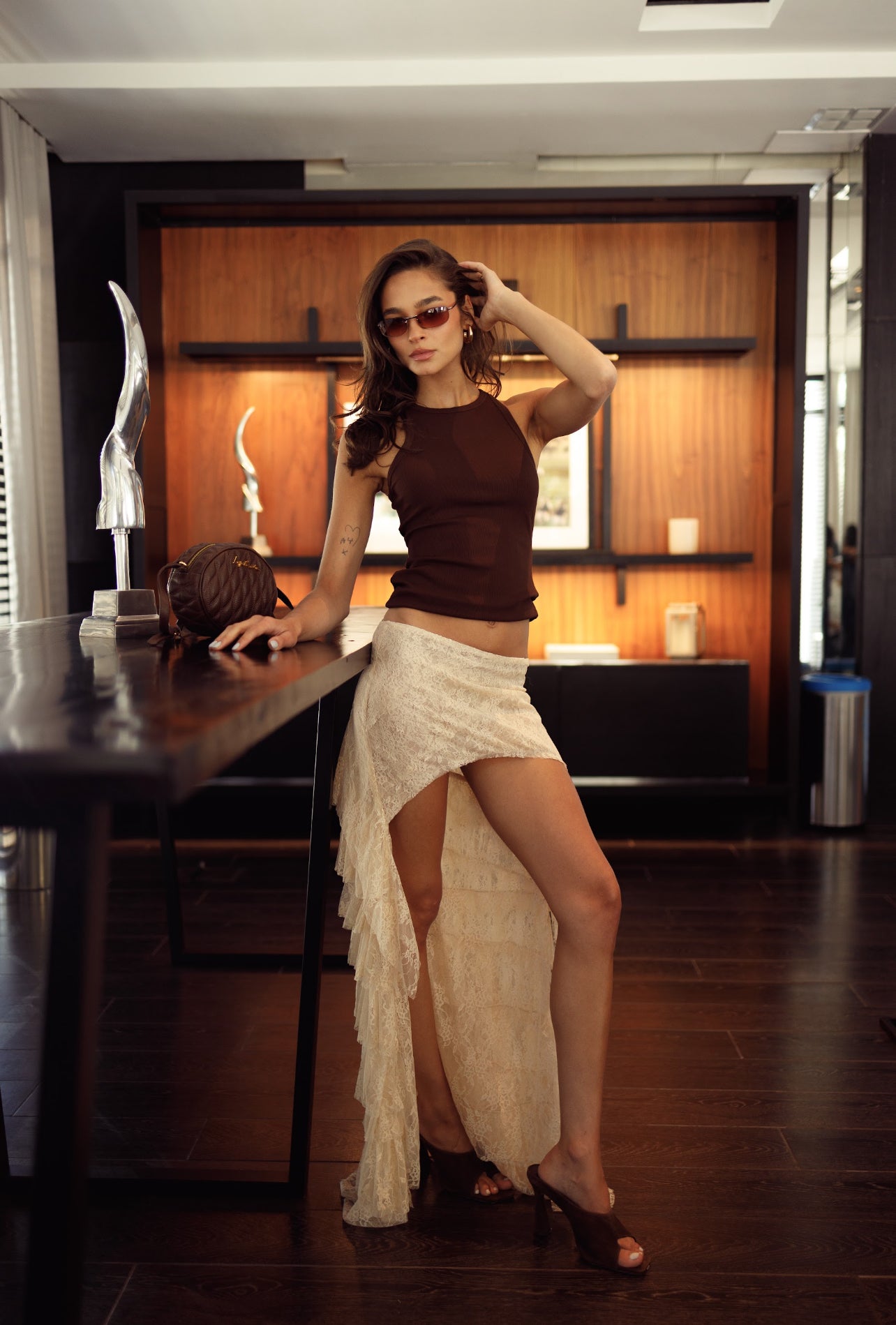 Falda Mullet Encaje Beige TIG
