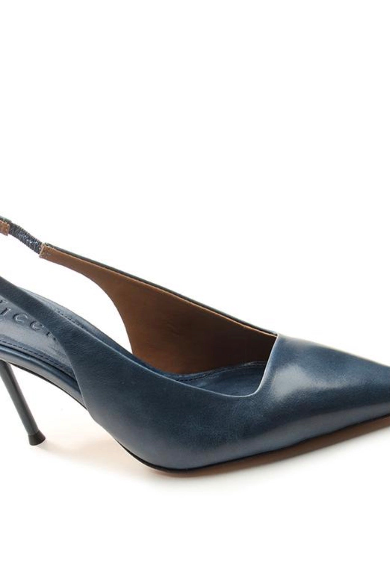 Scarpin Cuero Azul Deep Vicenza