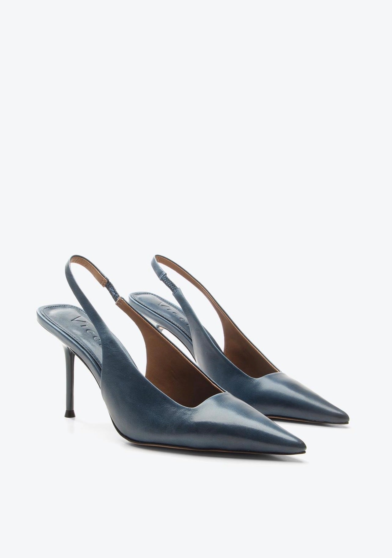 Scarpin Cuero Azul Deep Vicenza
