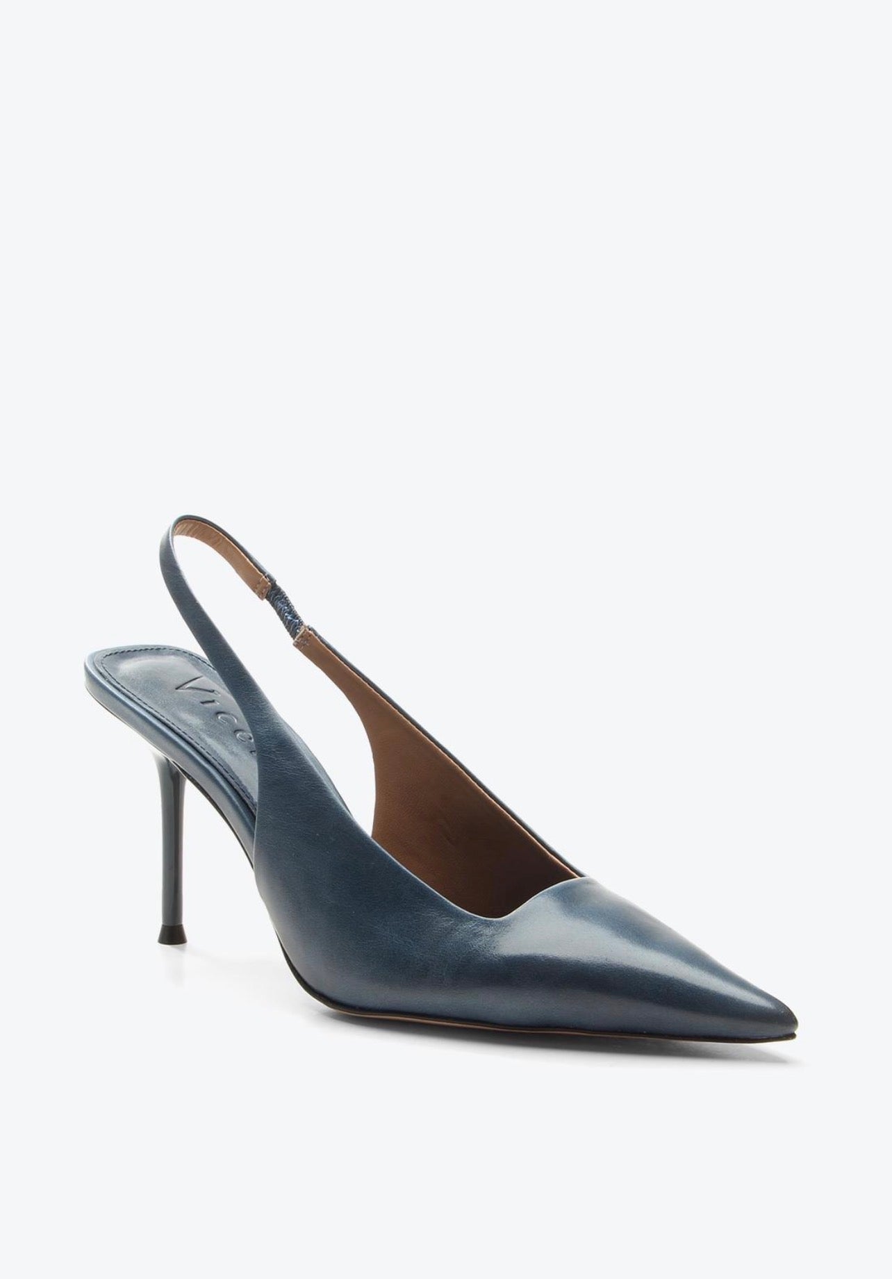 Scarpin Cuero Azul Deep Vicenza