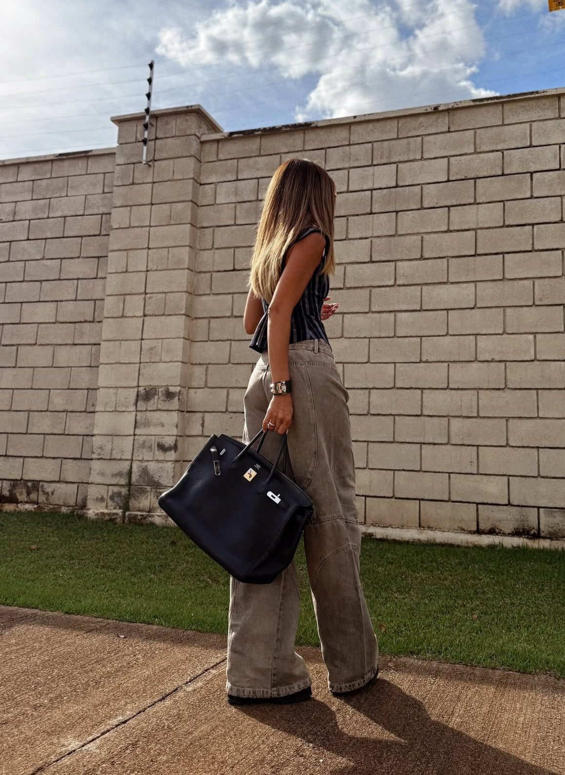 Jeans Gris Recortes TIG