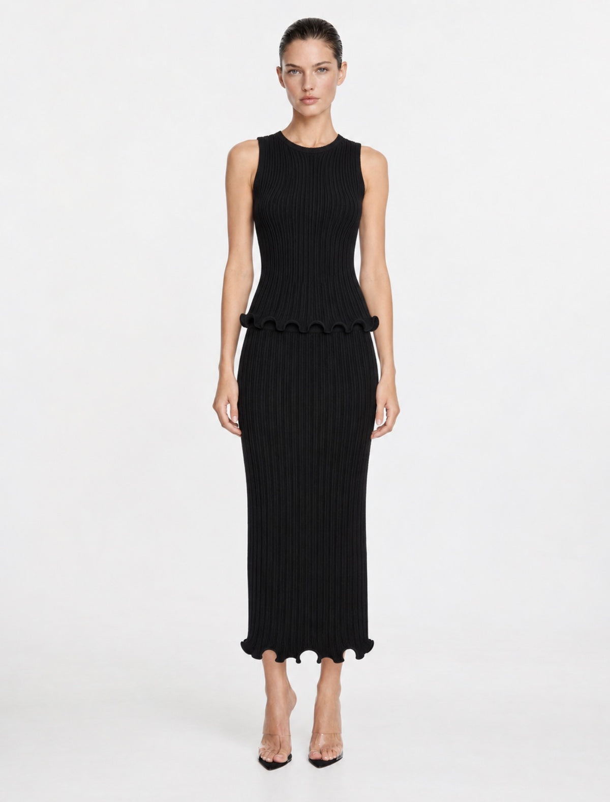 Conjunto Tejido Onda Negro