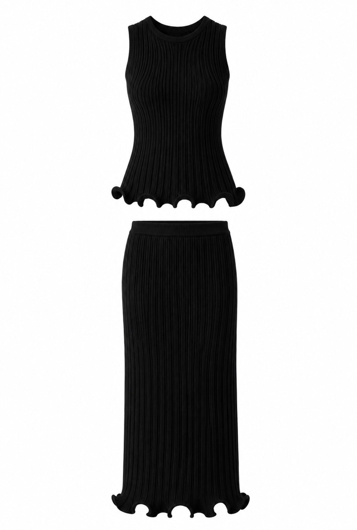 Conjunto Tejido Onda Negro