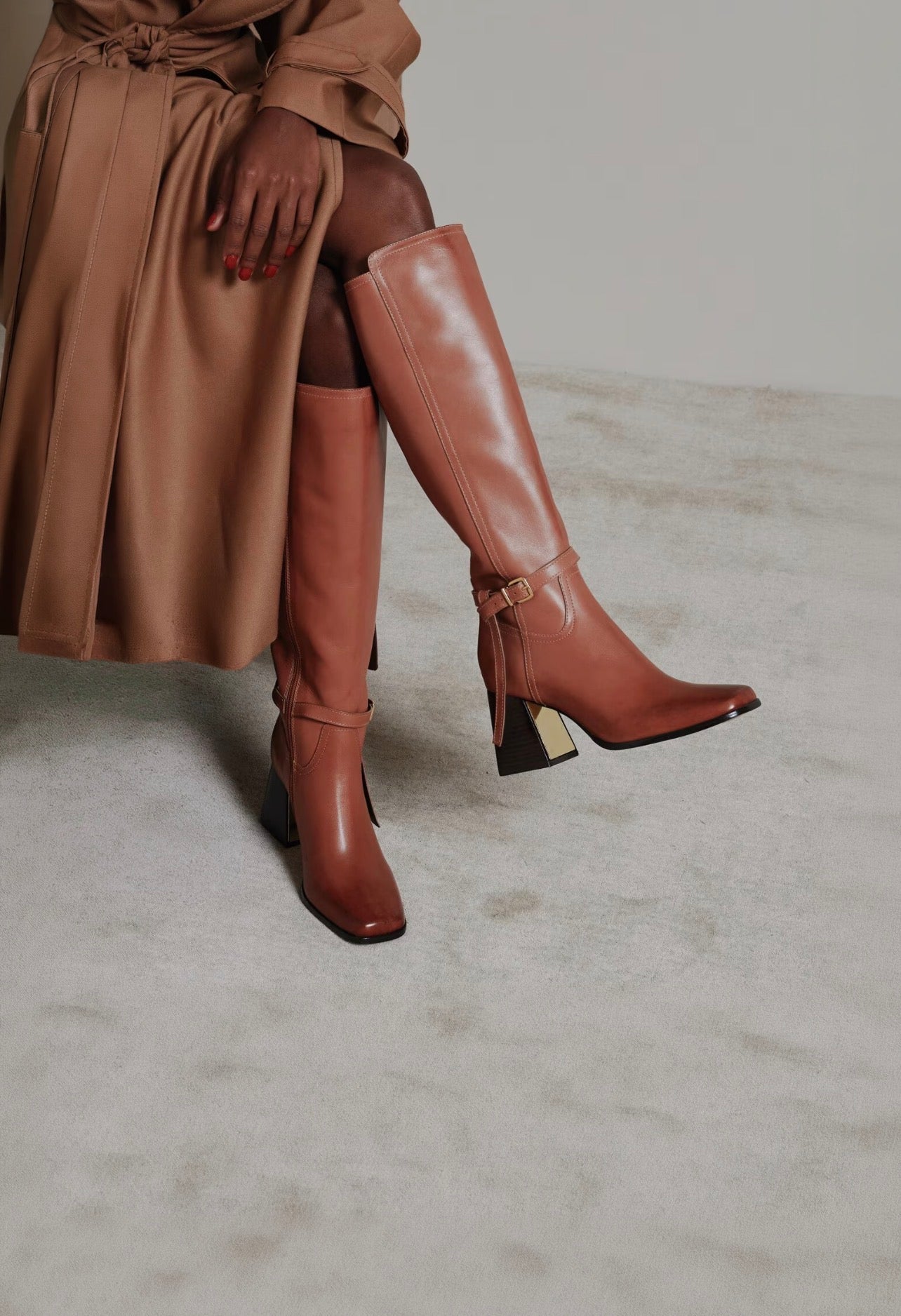 Bota Cana Alta Cuero Caramelo LB - 233