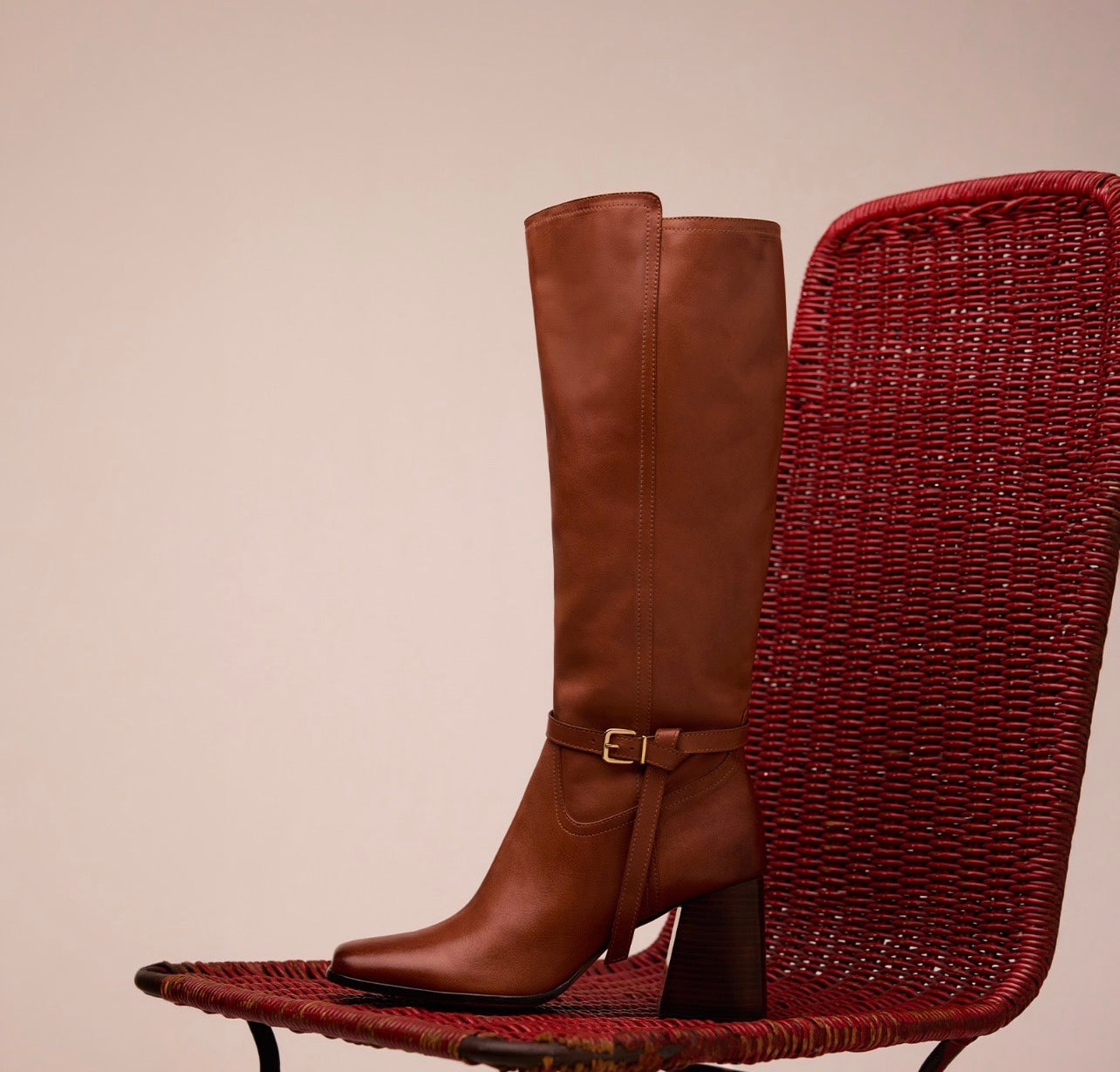 Bota Cana Alta Cuero Caramelo LB - 233