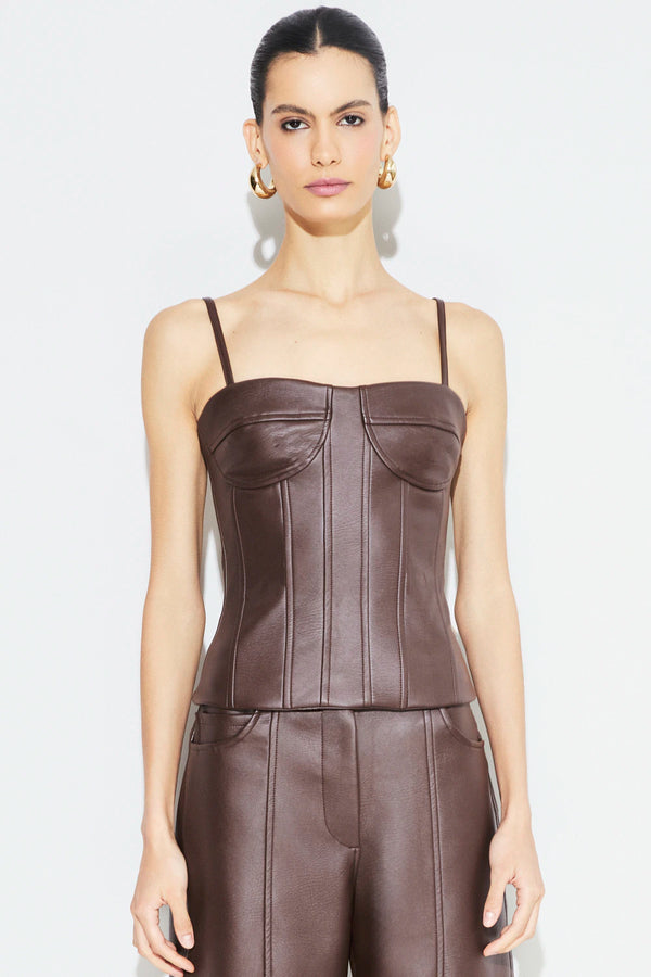 Top Adri Cuero Pu Marron Rock Lola