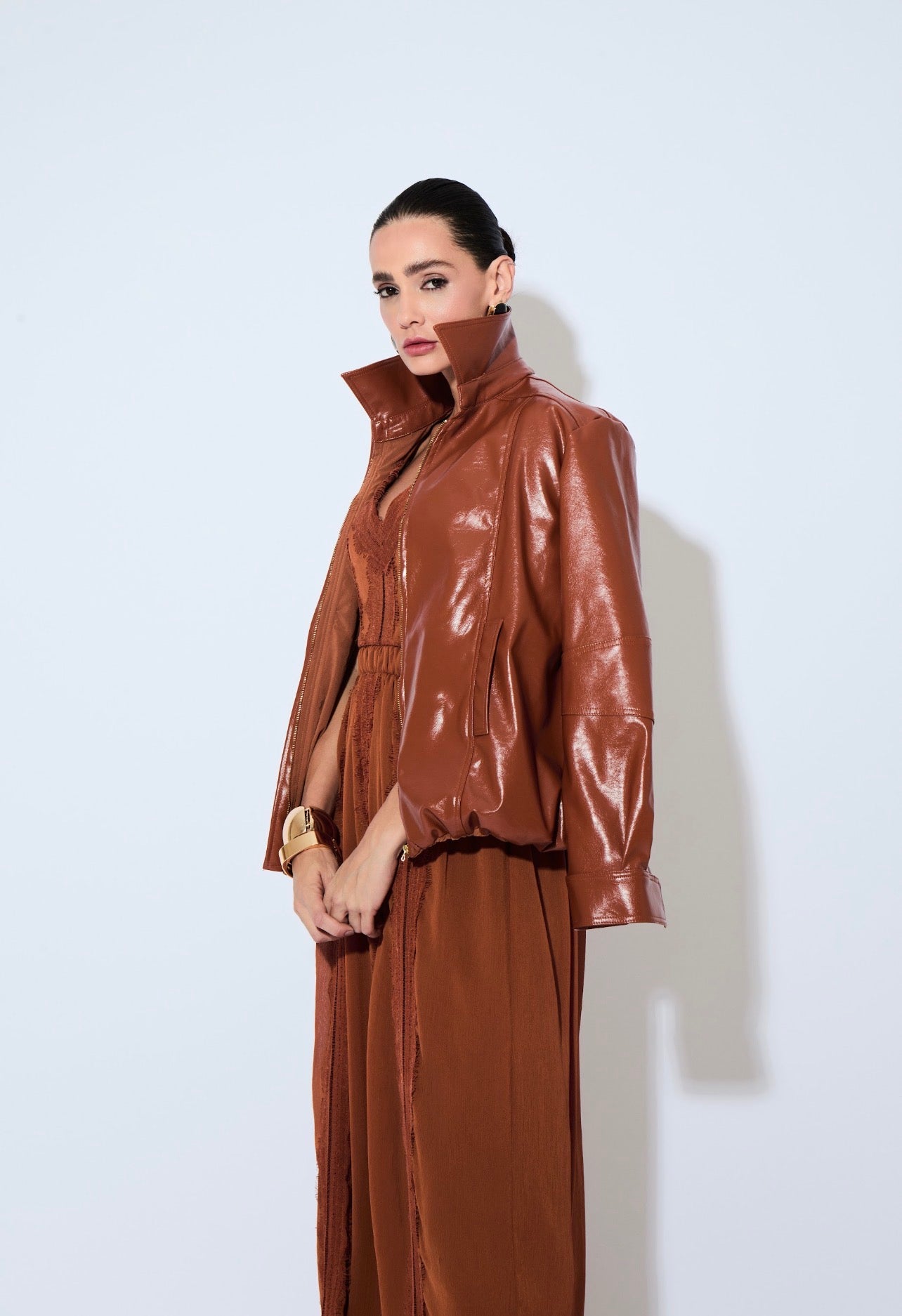 Chaqueta Agnes Cuero Pu Caramelo Rock Lola