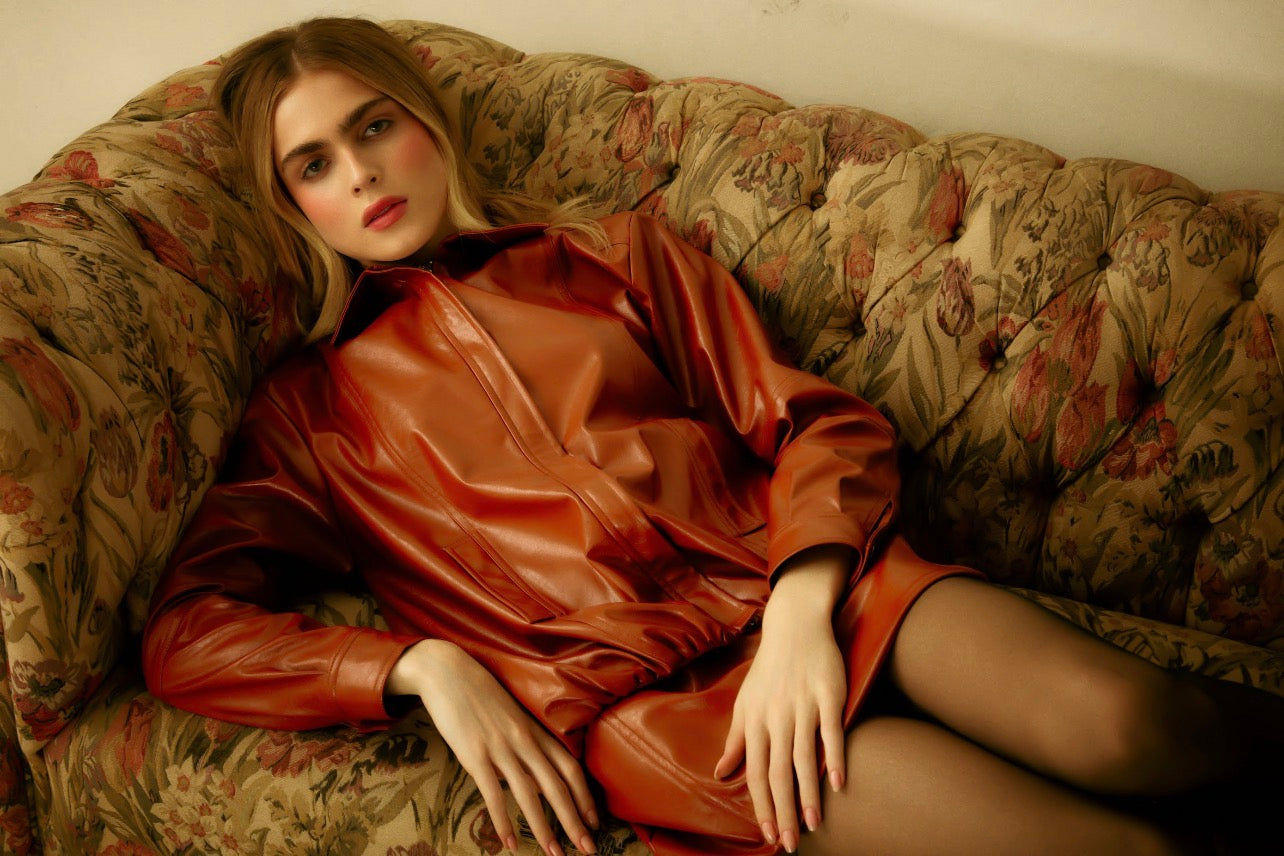 Chaqueta Agnes Cuero Pu Caramelo Rock Lola