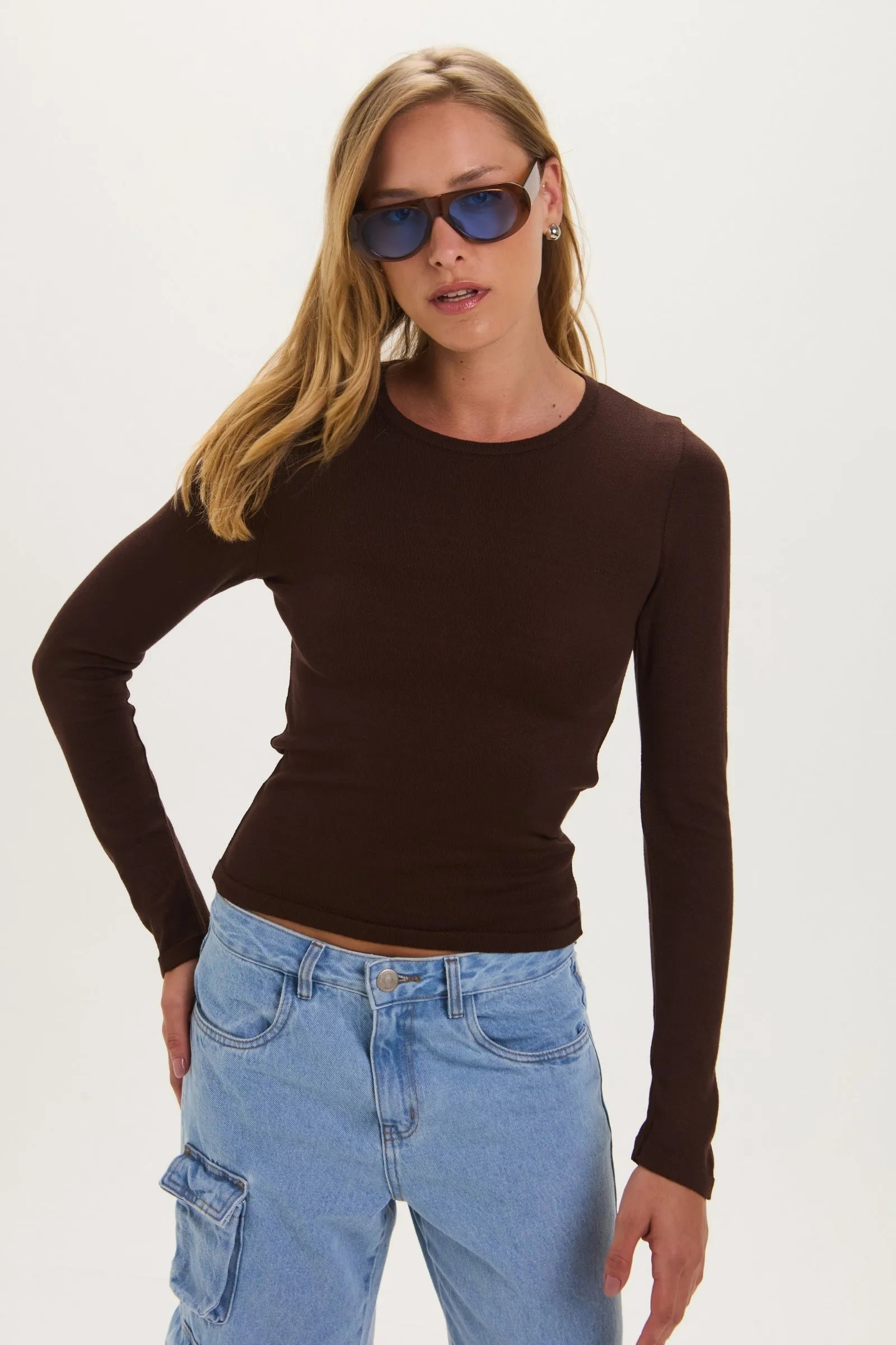 Blusa Marilia Marron Leblog