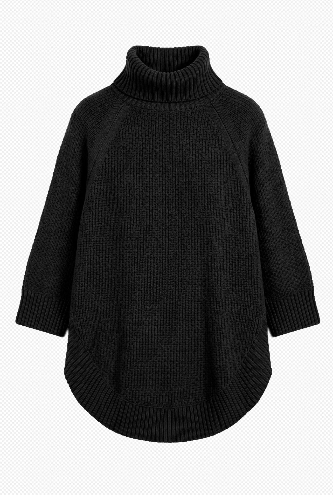 Poncho Gisele Tejido Negro Fofola