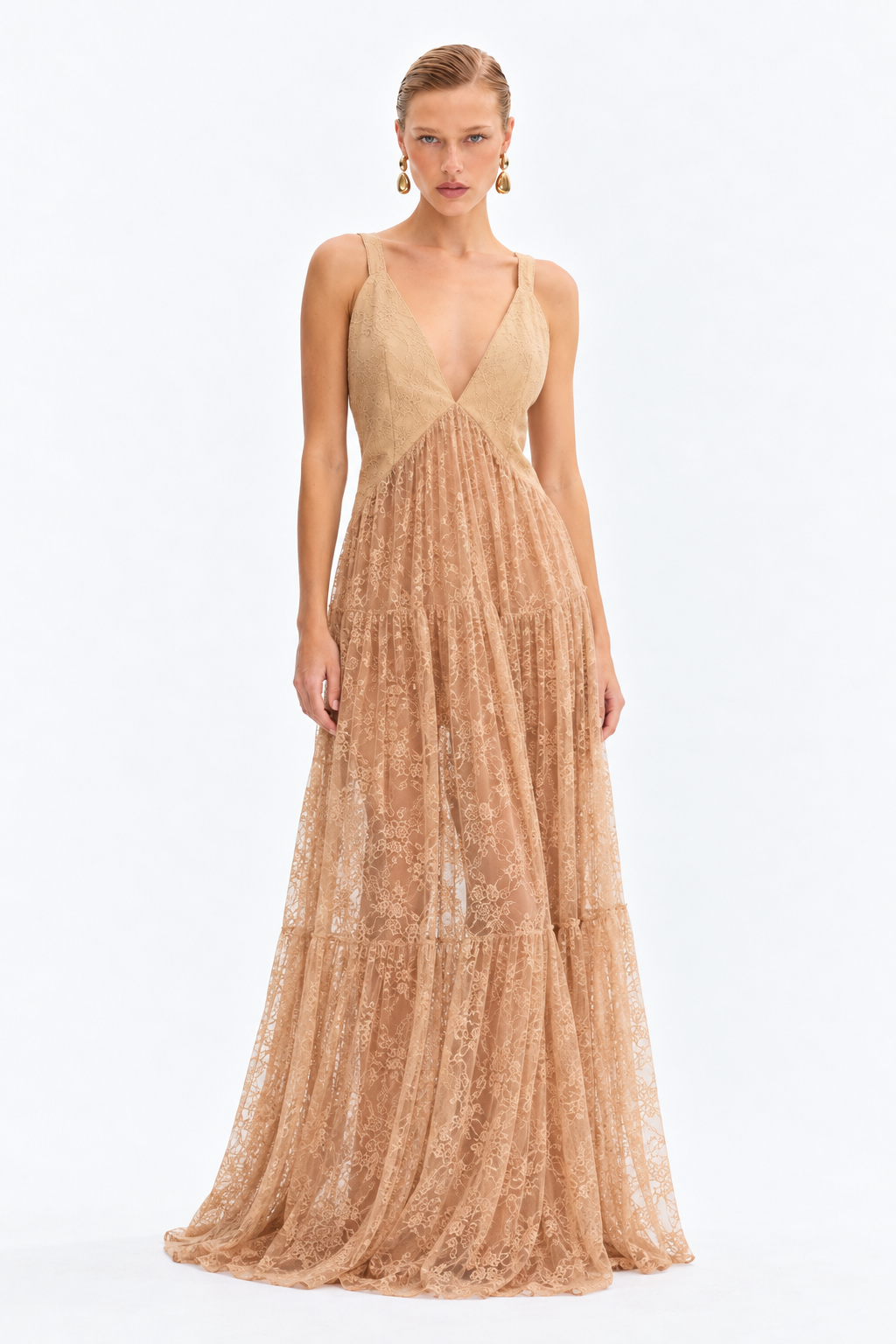 Vestido Encaje Beige Zen - 11670