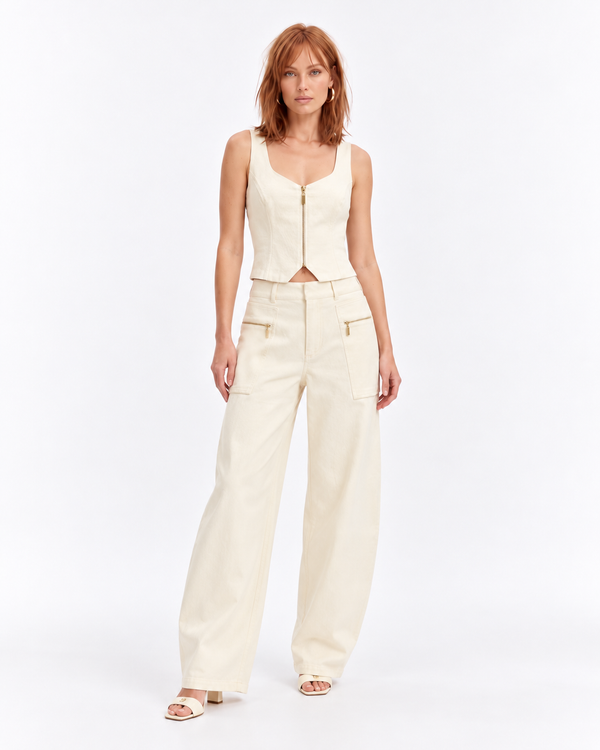 Pantalon Barrel Veneza Marfim Alanis