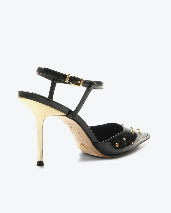 Scarpin Jade Negro y Dorado VZ
