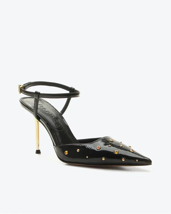 Scarpin Jade Negro y Dorado VZ