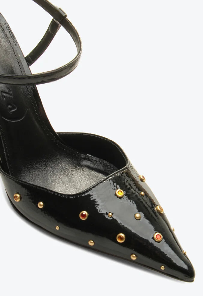Scarpin Jade Negro y Dorado VZ