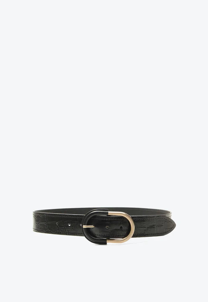 Cinturon Cuero Croco Negro VZ