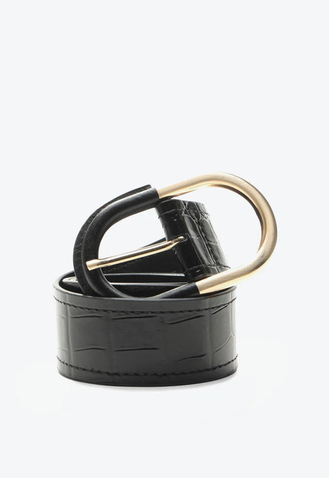 Cinturon Cuero Croco Negro VZ