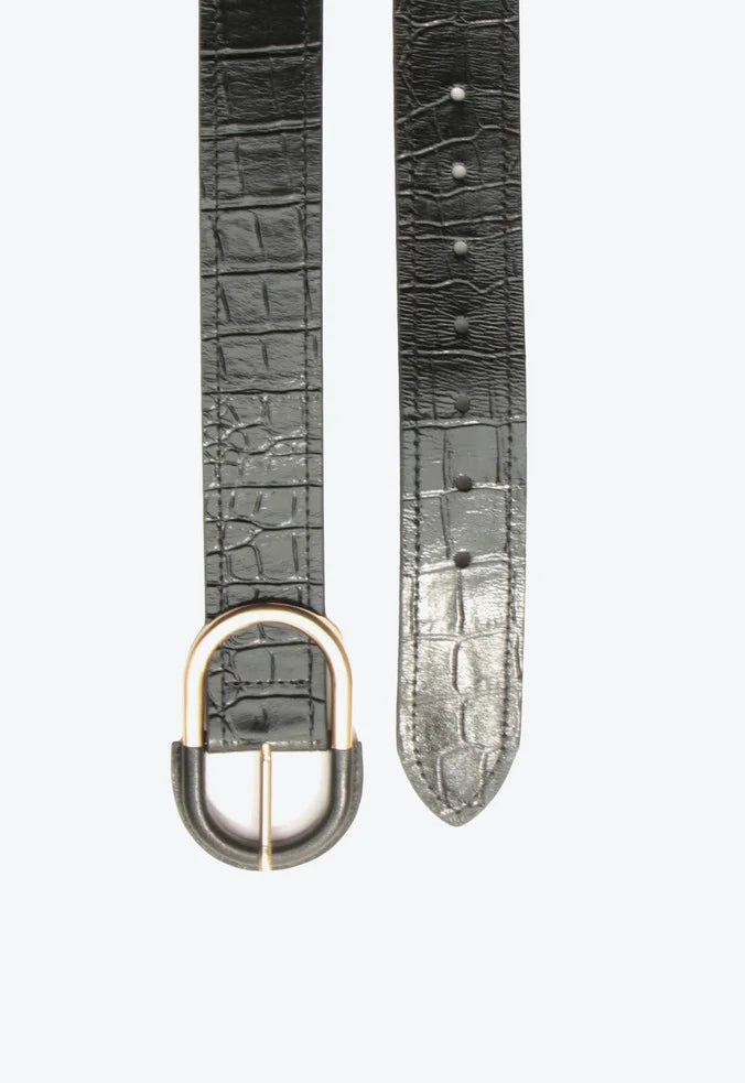 Cinturon Cuero Croco Negro VZ
