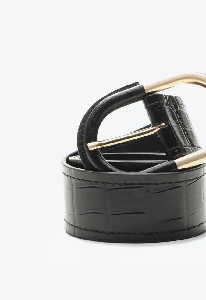 Cinturon Cuero Croco Negro VZ