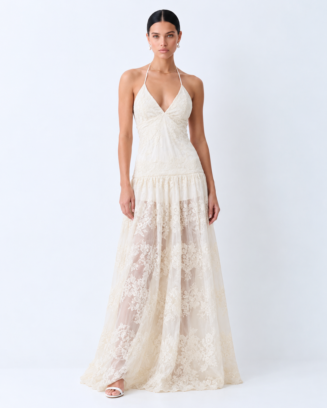 Vestido Encaje Crema Zen - 11595