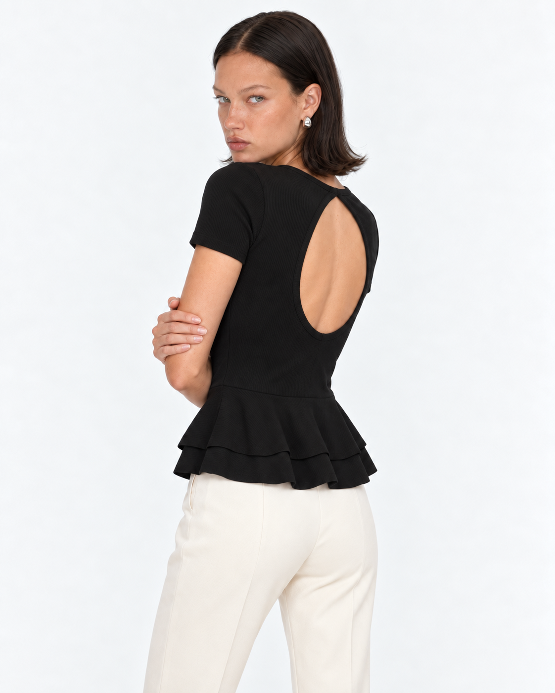 Blusa Peplum Simone Negro Lasso