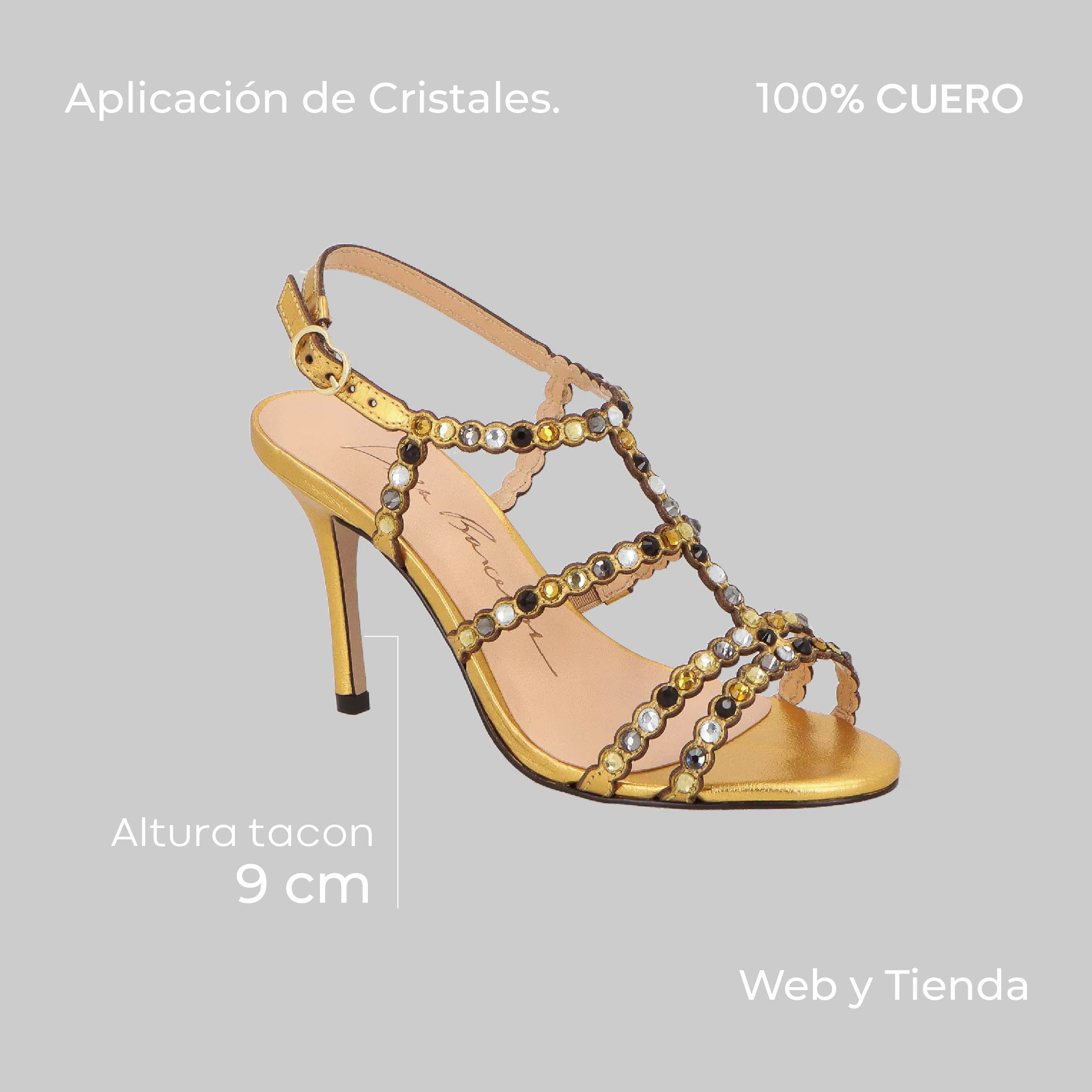 Sandalia Cuero Dorada Cristales Luiza Barcelos - 139