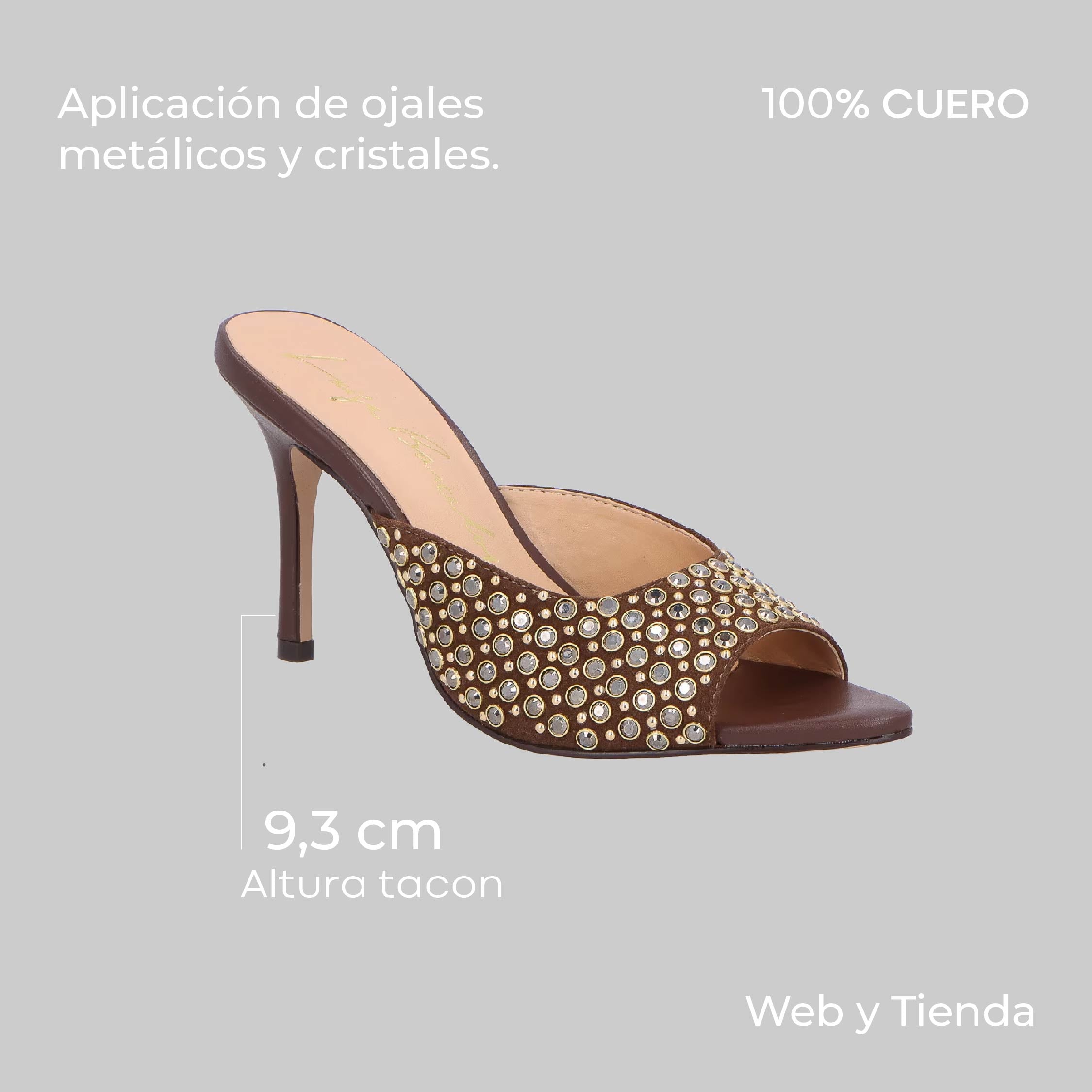 Mule Abierto Bordado Marron Luiza Barcelos - 111