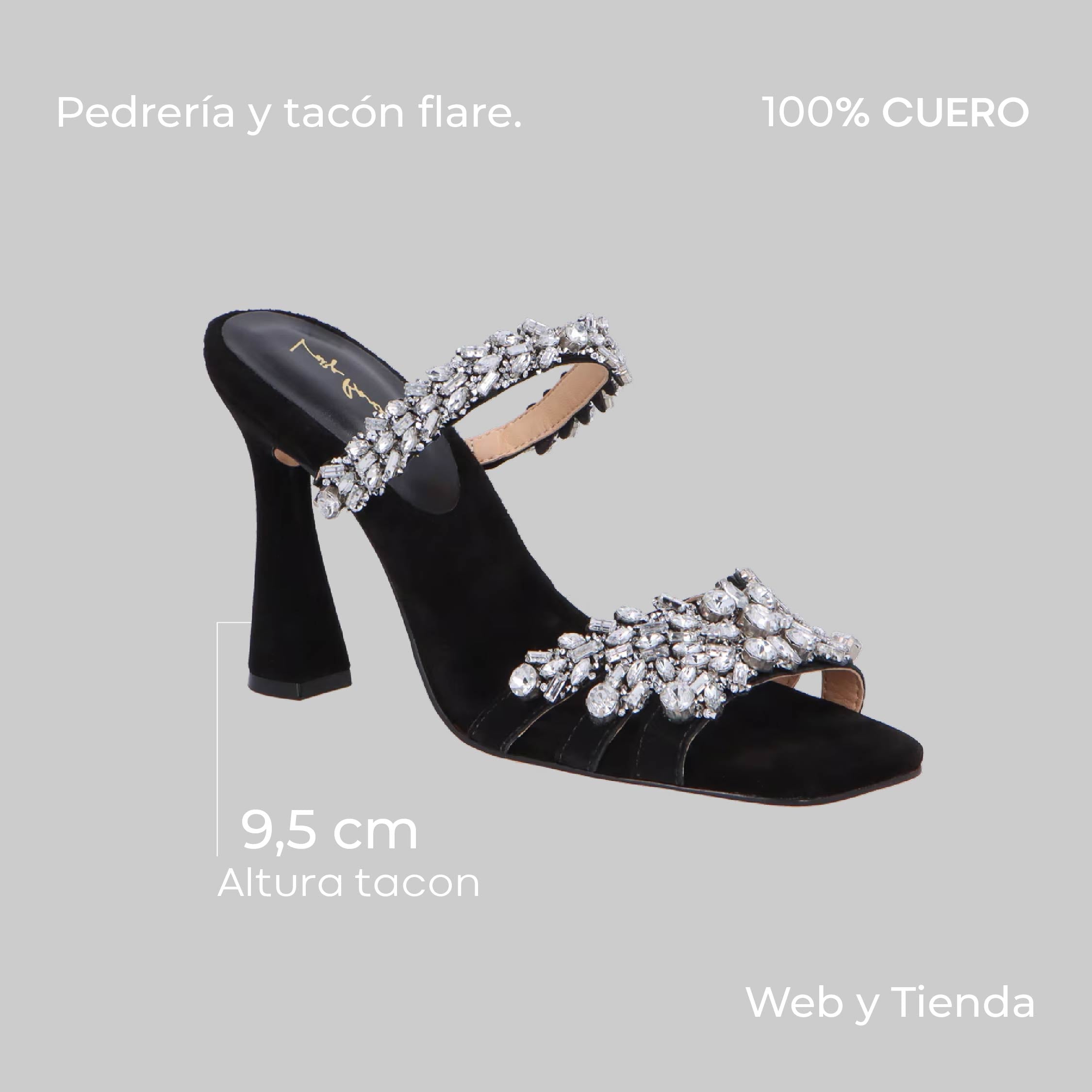 Sandalia Brillo Camuza Negro Luiza Barcelos - 108