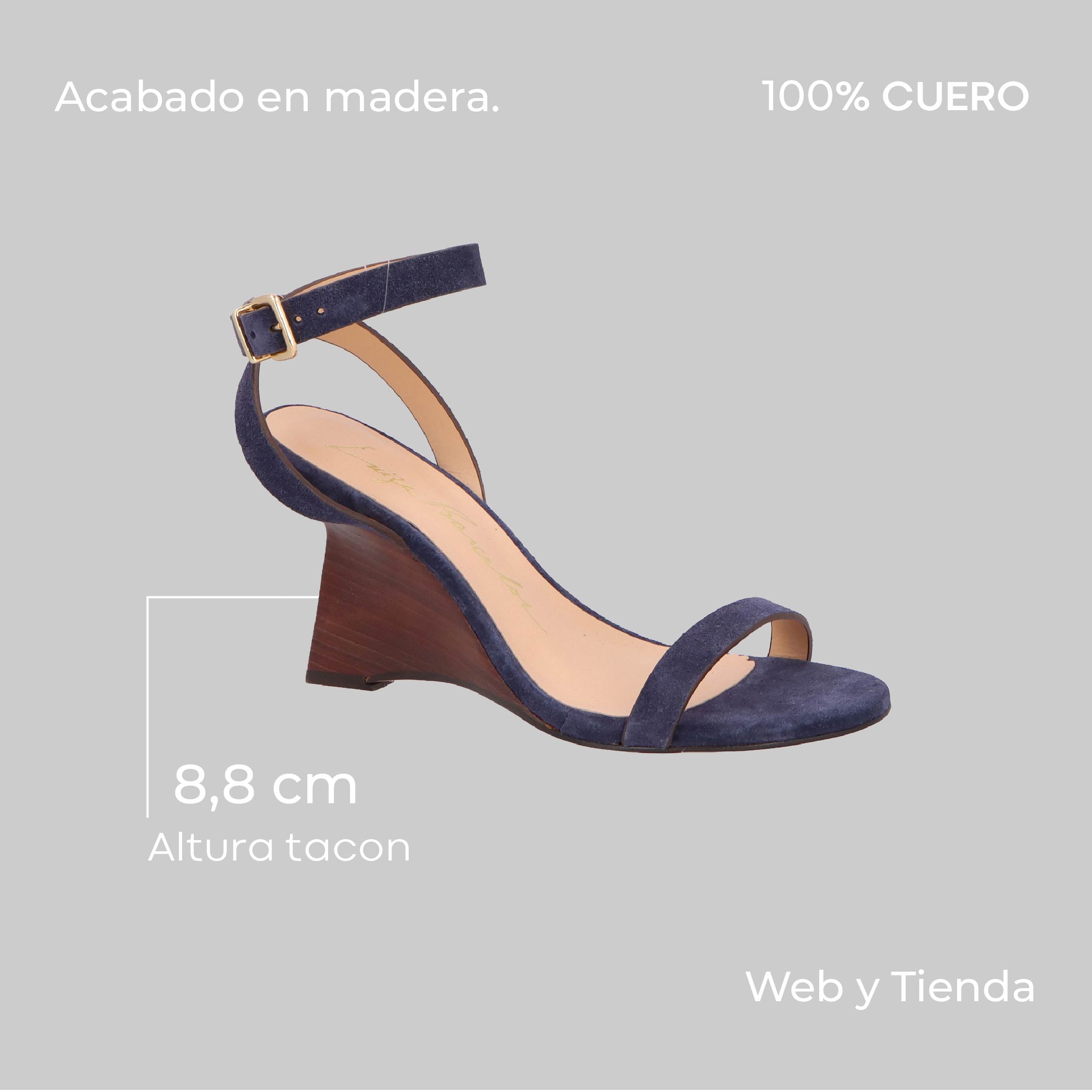 Sandalia Anabela Camuza Azul Luiza Barcelos - 113