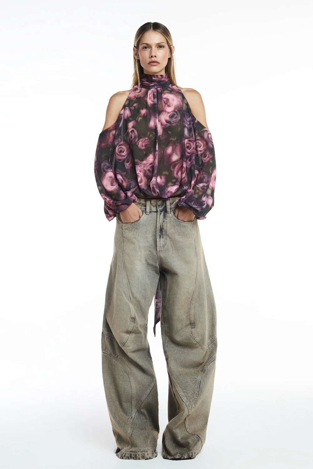 Jeans Gris Recortes TIG