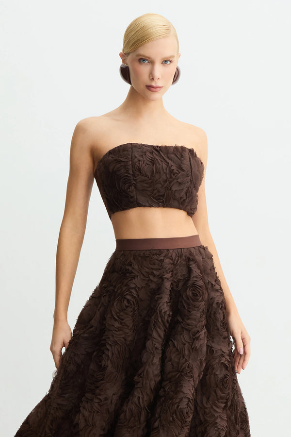 Top Strapless Bordado Marron Zen - 51353
