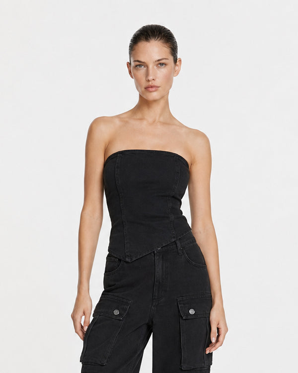 Top Barra Asimetrico Black